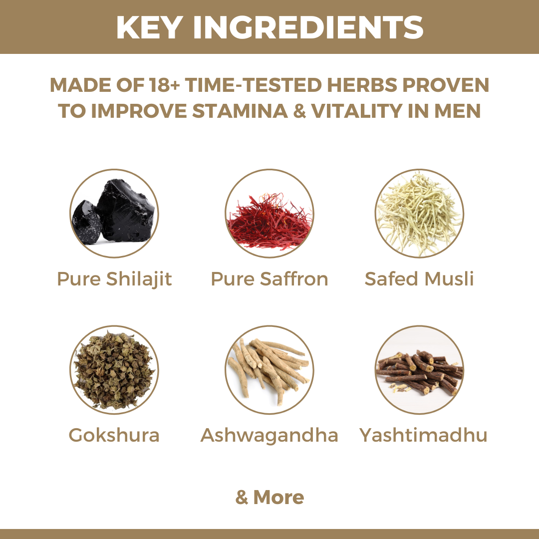Kama Gold: Ayurvedic Medicine for Vigour, Stamina & Vitality in Men (Capsule + Oil + Prash)