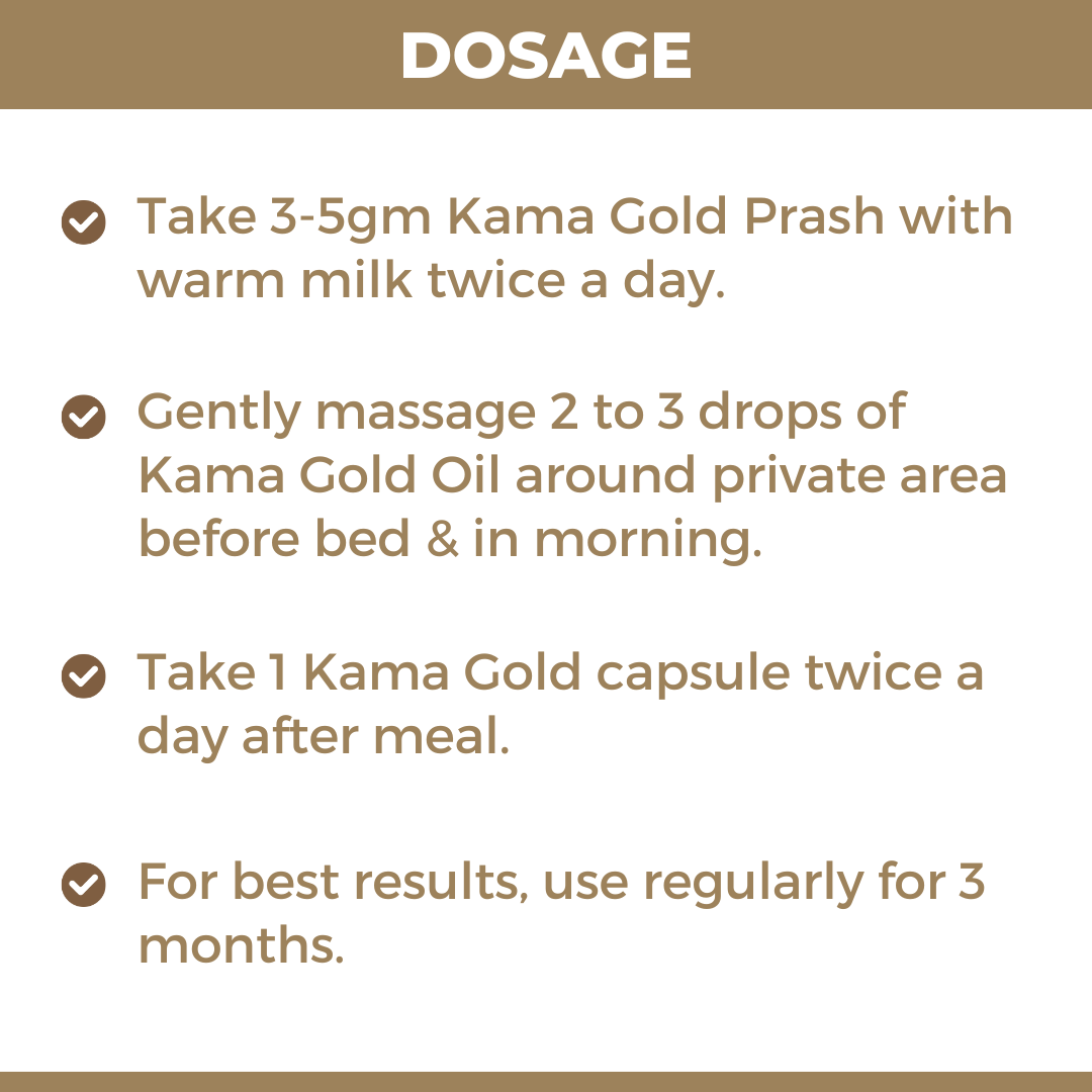 Kama Gold: Ayurvedic Medicine for Vigour, Stamina & Vitality in Men (Capsule + Oil + Prash)